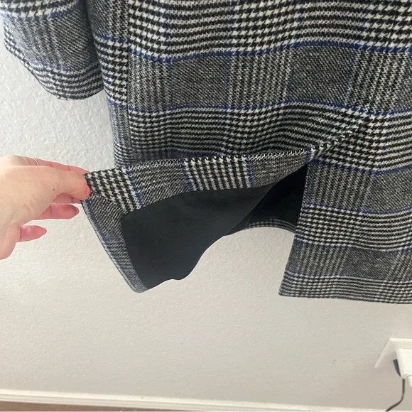 Levi's Amaya Wool Blend Fur Trimmed Collar Meteorite Plaid Pea Coat Size Small - Picture 16 of 16